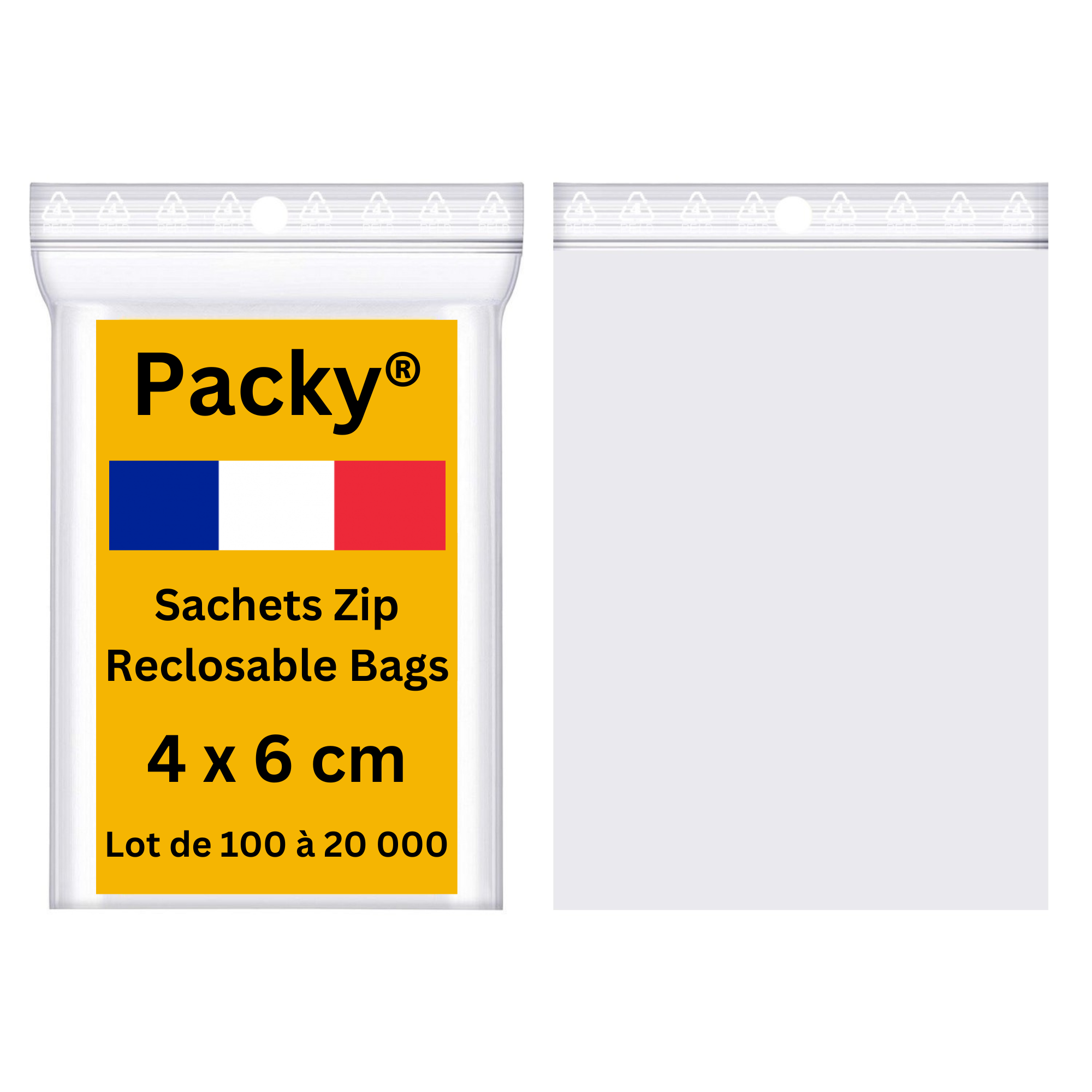 lot de 100 SACHETS PLASTIQUE TRANSPARENT - ZIP - 120x180 - Fermeture à  pression, avec glissière, facile à ouvrir et à fermer